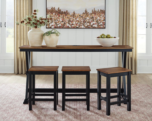 Wildenauer - Rectangular Dining Room Counter Table Set (Set of 4) - Brown / Black