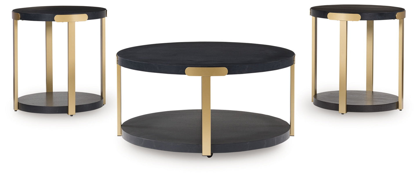 Shylore - Black / Brass Finish - Occasional Table Set (Set of 3)