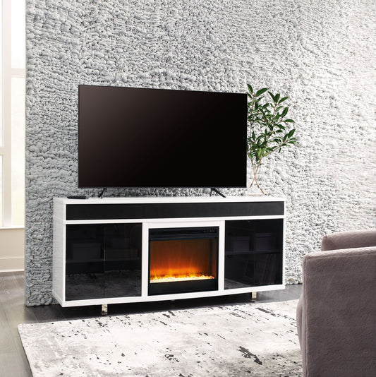 Gardoni - 72" TV Stand With Electric Fireplace - White / Black