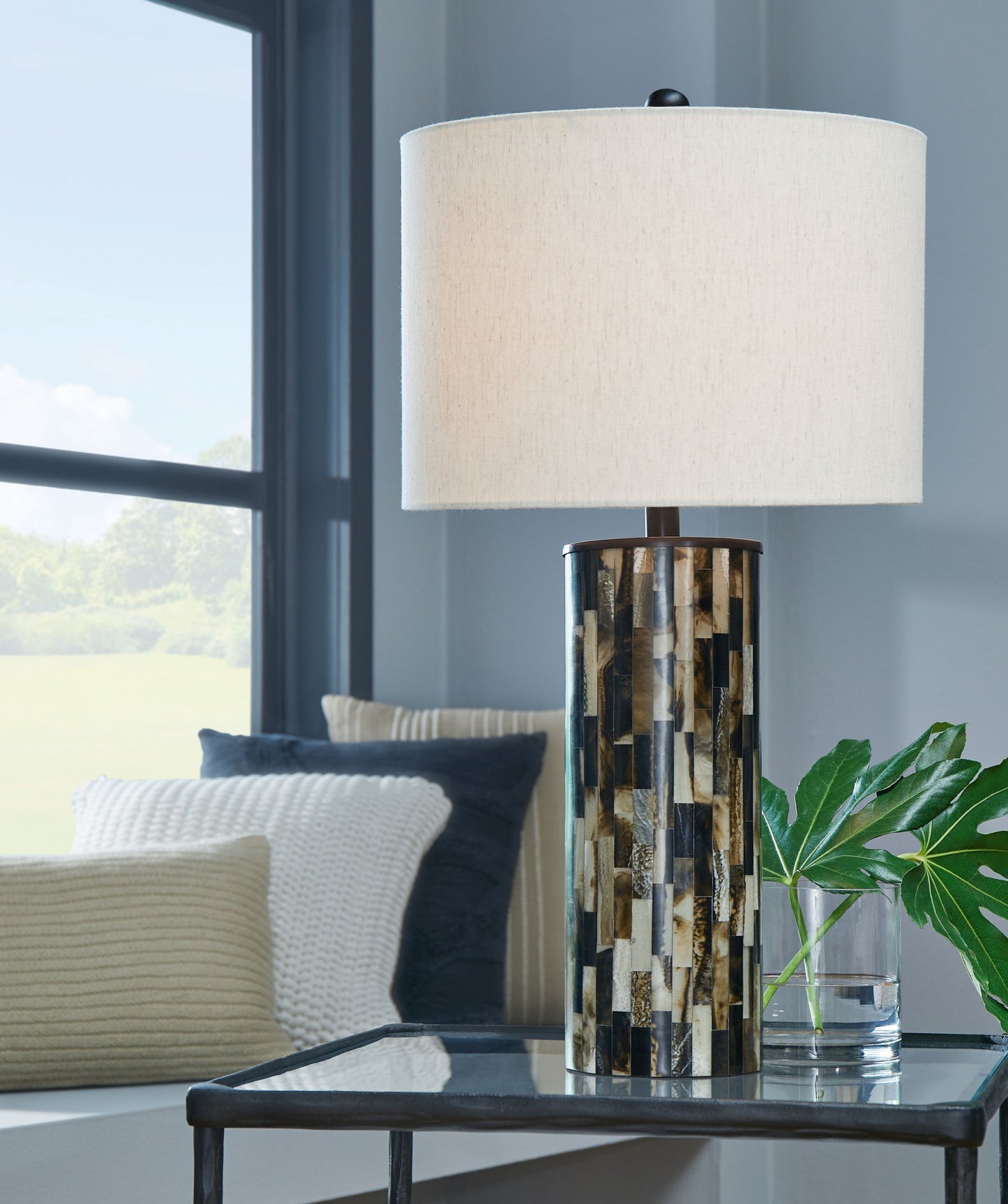 Ellford - Poly Table Lamp - Black / Brown / Cream