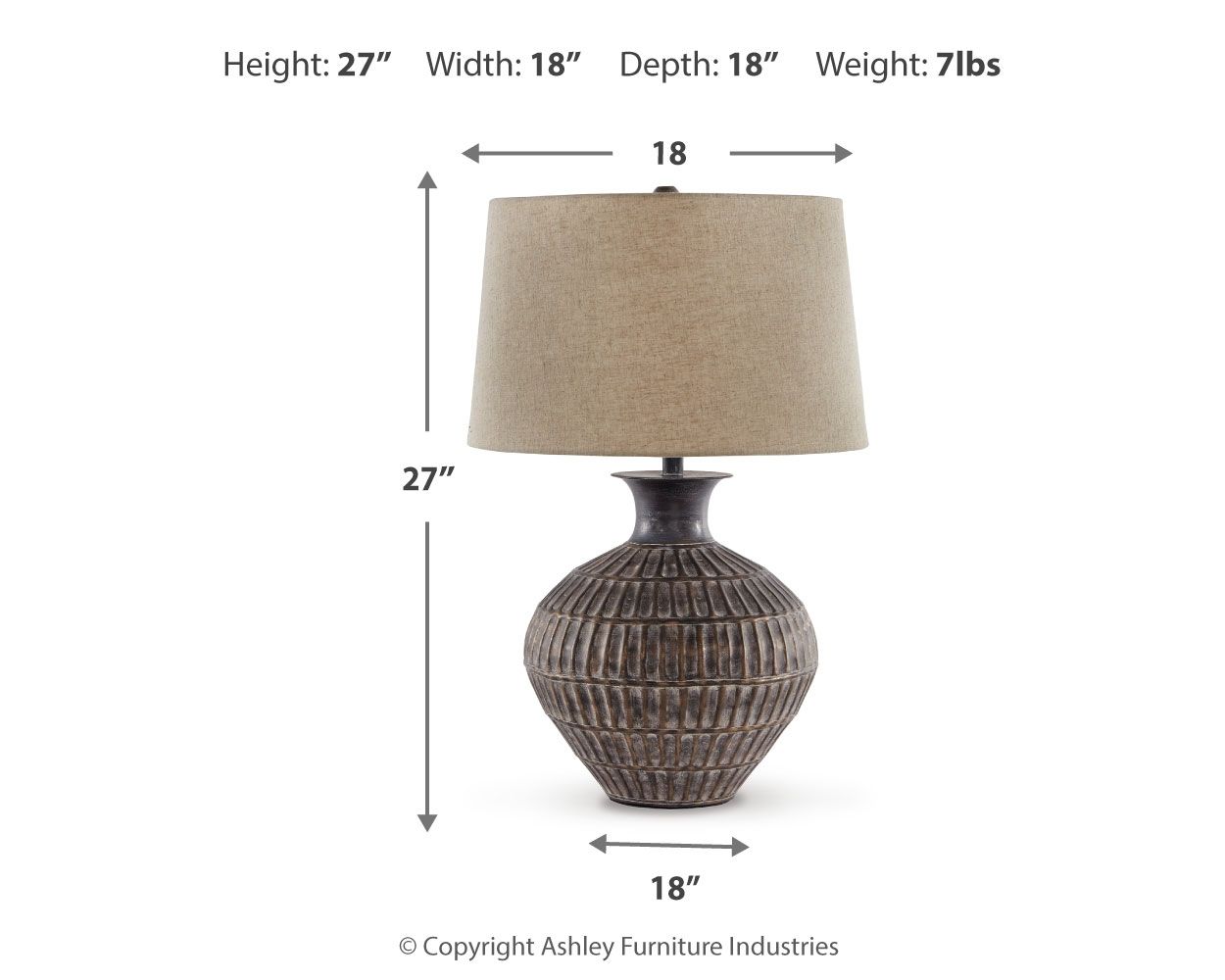 Magan - Metal Table Lamp - Antique Bronze Finish