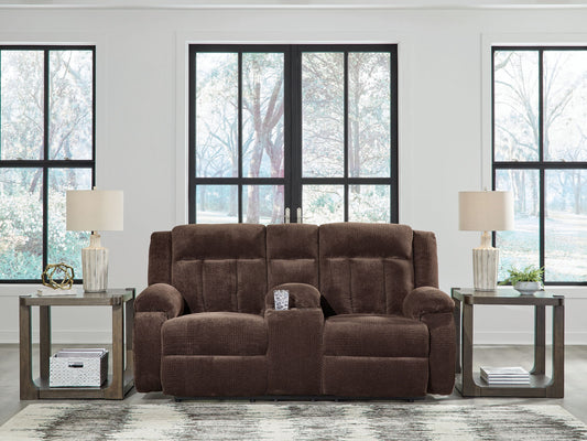 Free Wake - Chocolate - Double Relcining Power Loveseat With Console