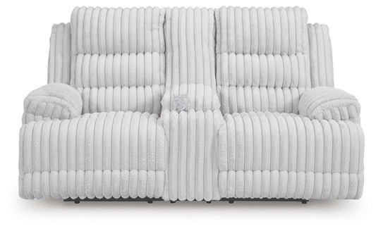 Rhines Falls - Alloy - Double Reclining Power Loveseat With Console