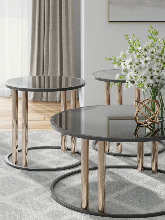Hannerly - Black / Gold Finish - Occasional Table Set (Set of 3)