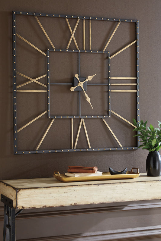 Thames - Wall Clock - Black / Gold Finish