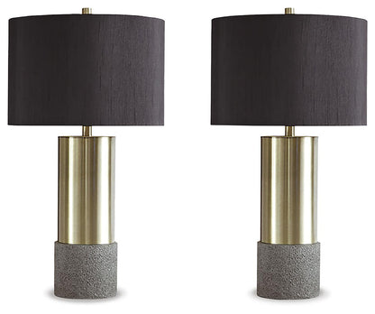 Jacek - Metal Table Lamp (Set of 2) - Gray / Brass Finish