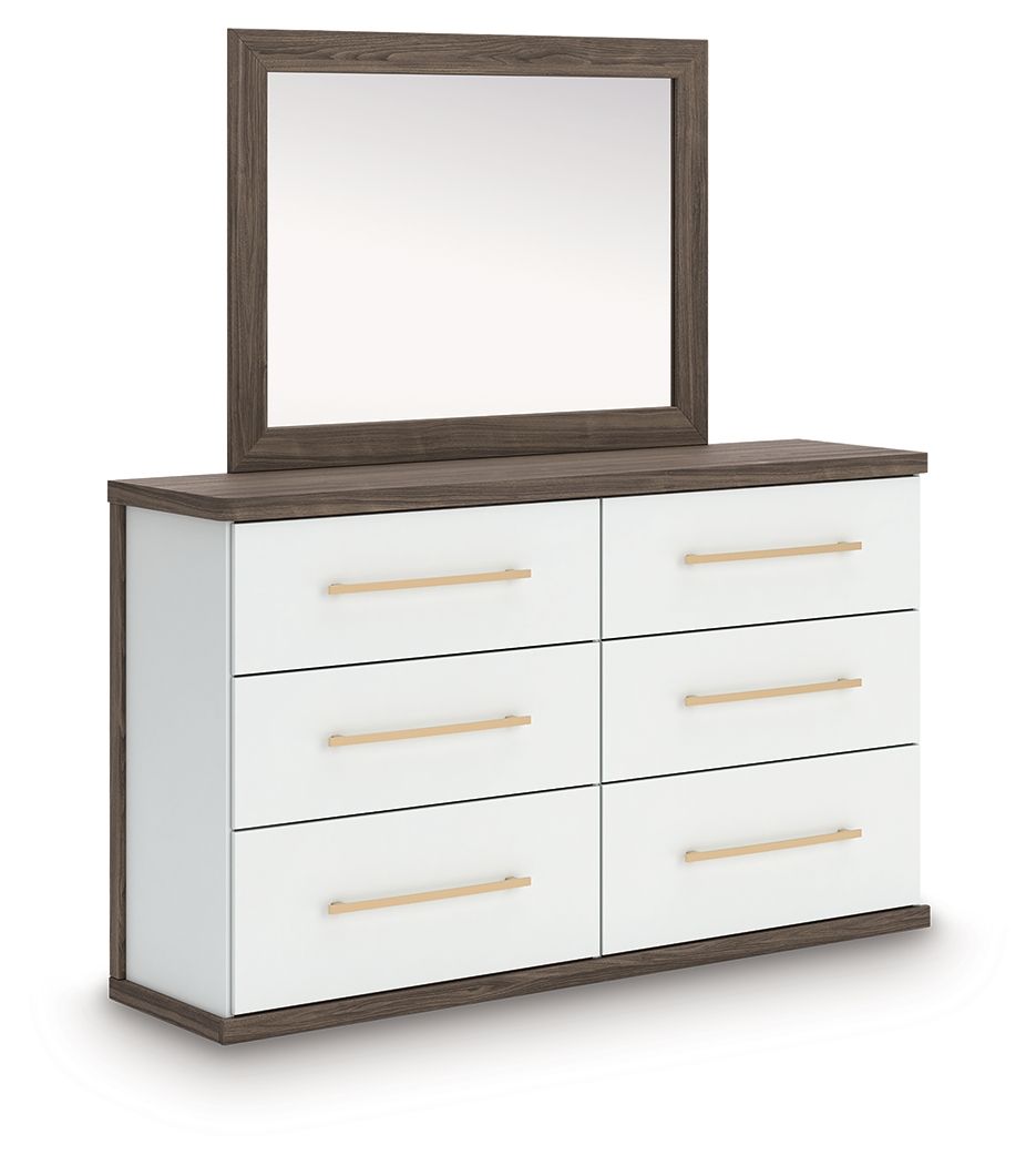 Kendanport - 4 Pc. - King Platform Bed, Dresser, Mirror And Nightstand - Brown / White